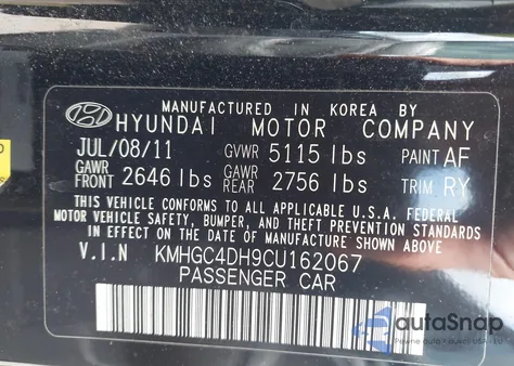 2012 Hyundai Genesis 5.0 R-Spec из США, поврежденный, VIN KMHGC4DH9CU162067